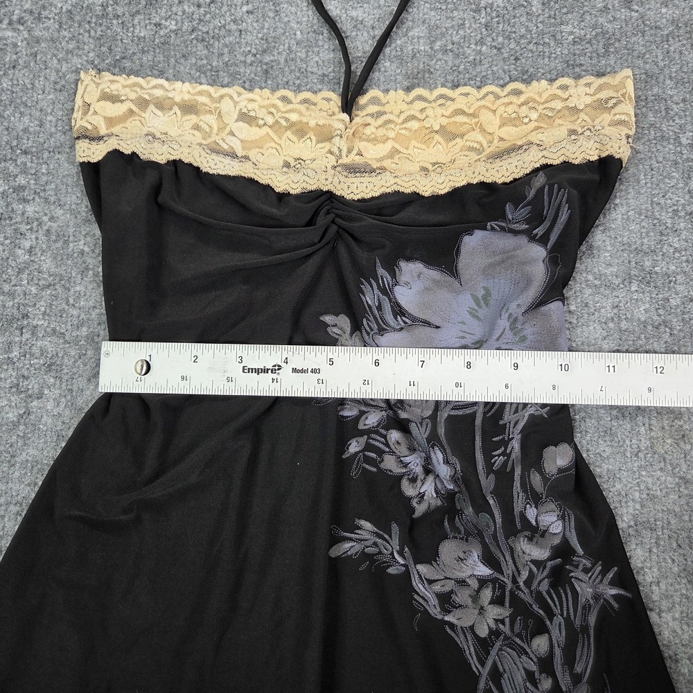 Babydoll Vintage Y2k Womens Small Black Floral‎ Lace Halter Tie Back - Picture 9 of 12